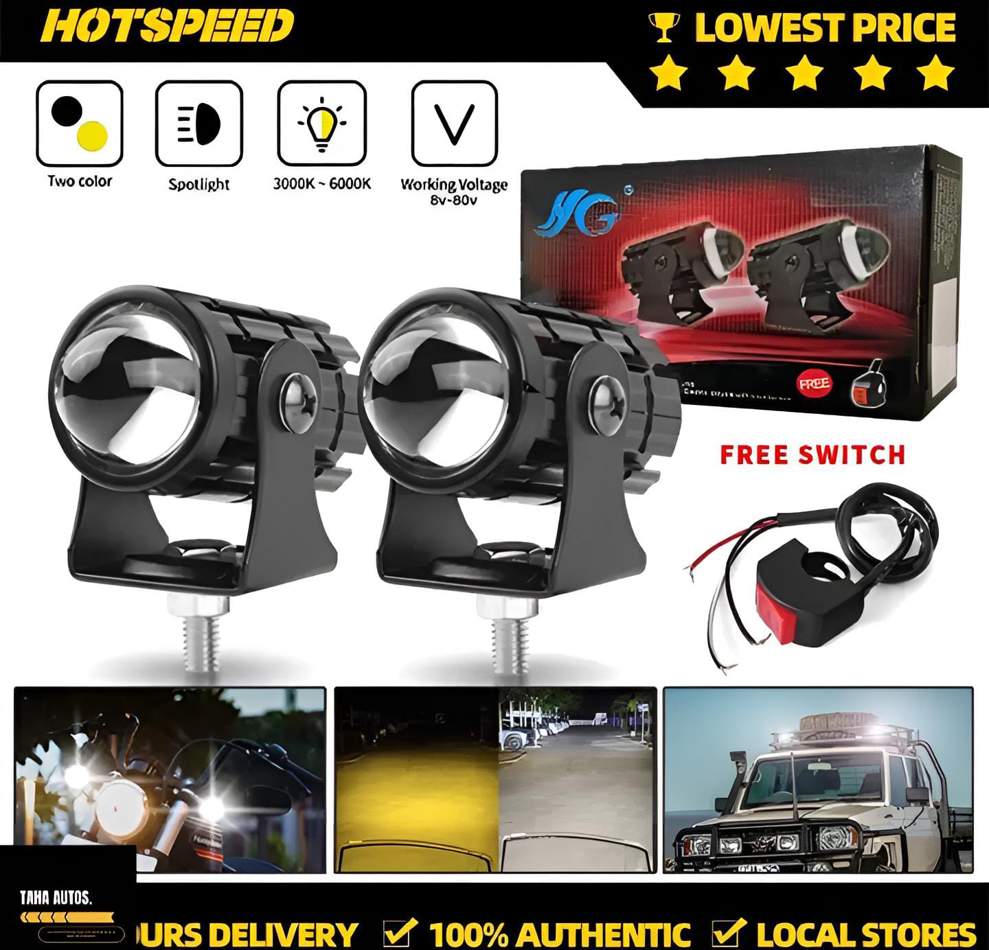 (2Pcs) Mini LED Fog Lights for Bikes & Cars