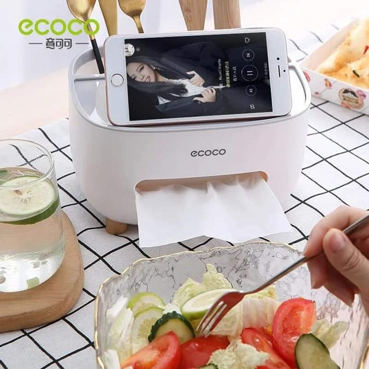 Multi-Functional Tissue Box Holder & Desk Storage Organizer