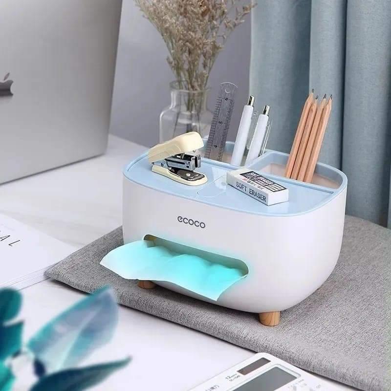 Multi-Functional Tissue Box Holder & Desk Storage Organizer