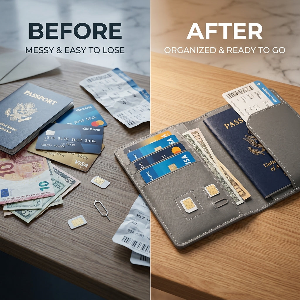 FID Blocking Passport Holder Leather Travel Wallet