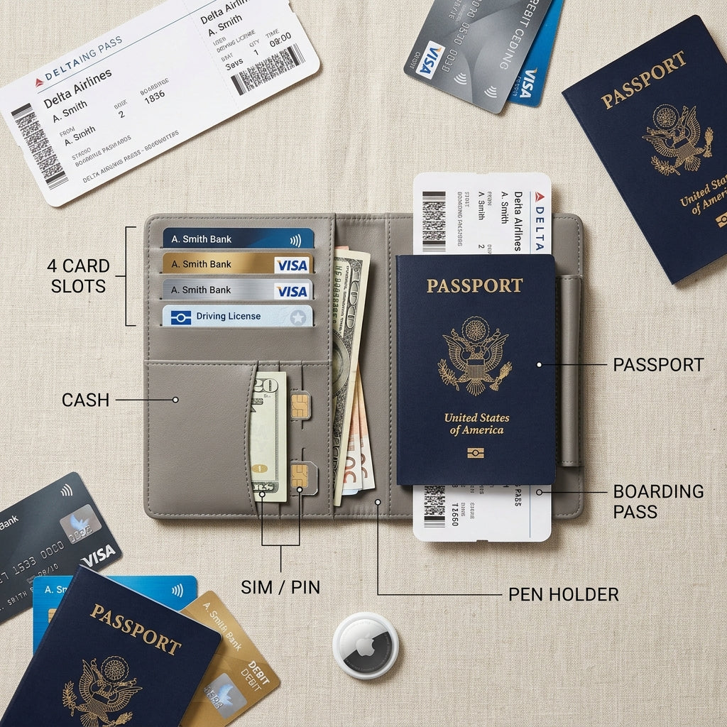 FID Blocking Passport Holder Leather Travel Wallet