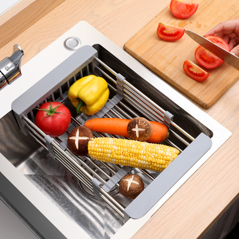 Adjustable Stainless Steel Sink Dish Drying Rack Basket