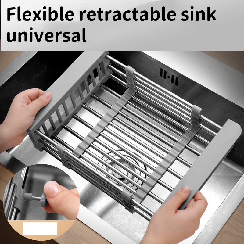 Adjustable Stainless Steel Sink Dish Drying Rack Basket